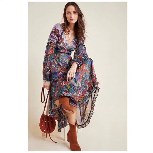 Anthropologie Maeve Annabella Maxi Dress Multicolor Size US 10 - Picture 4 of 9